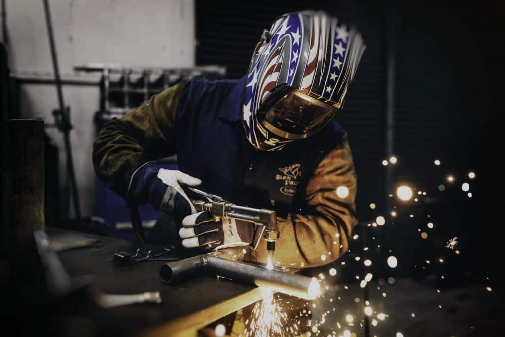 man with complete welding gear