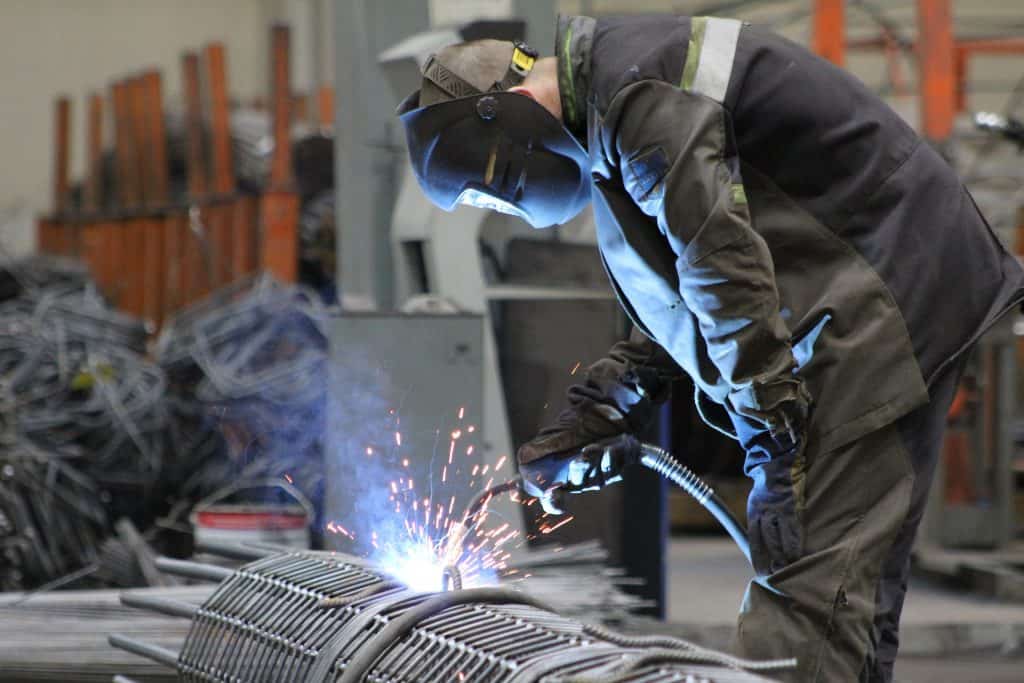 welder wearing welding jacket