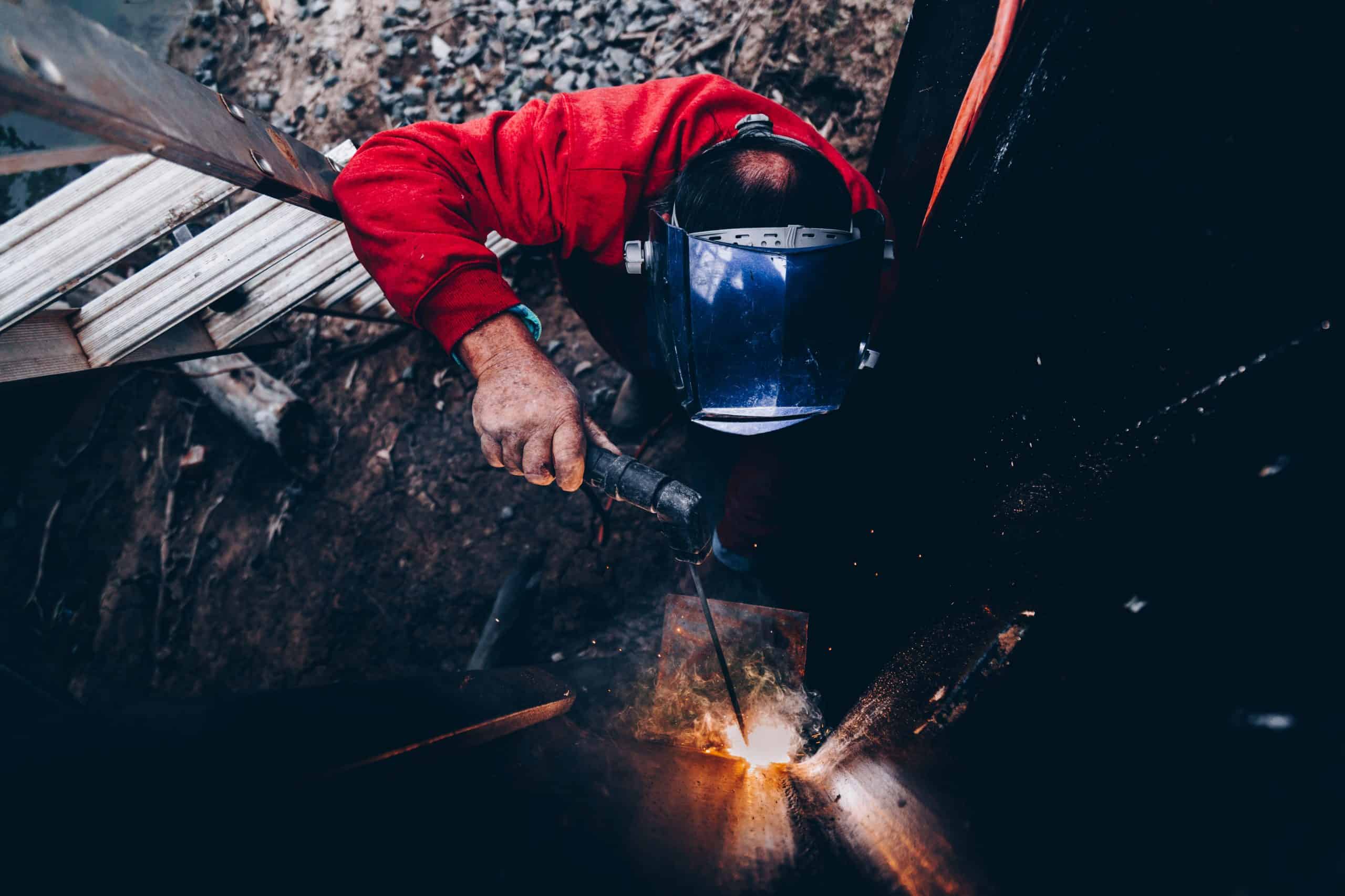 using welding helmet